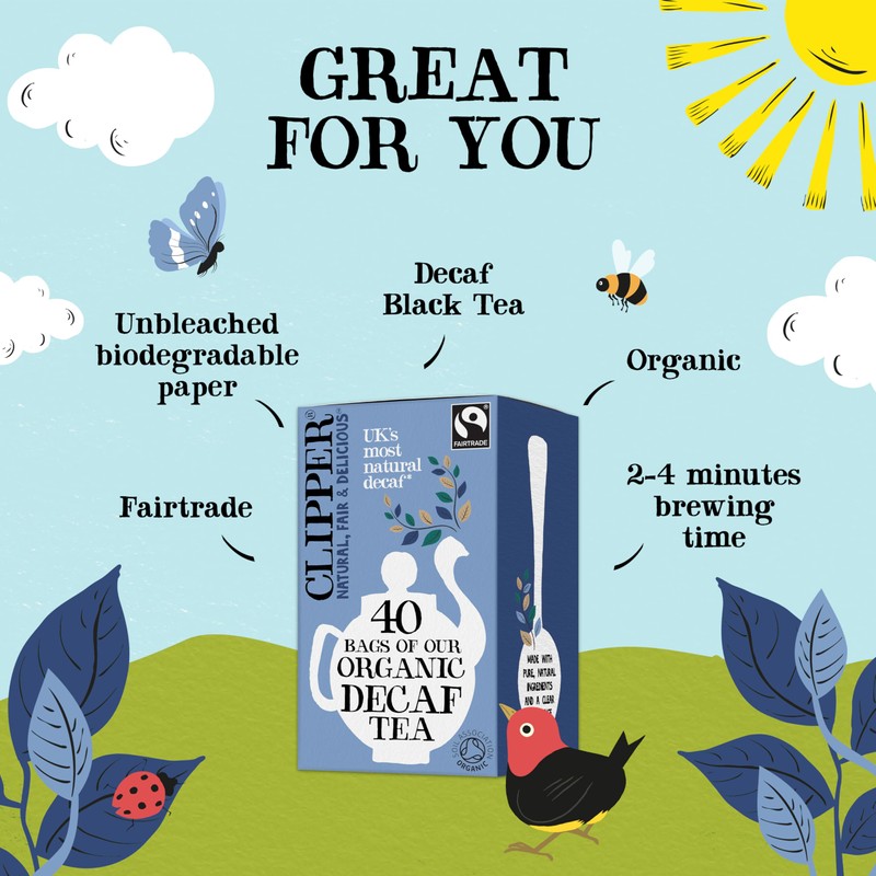 Clipper Organic Decaffeinated Tea Bags (40) - Pack of 2