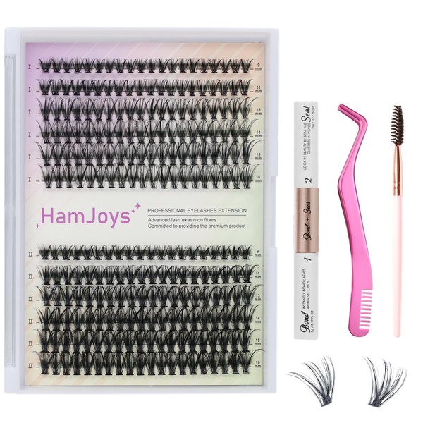 HAMJOYS DIY Lash Extension Kit 240pcs Individual Lashes Cluster D