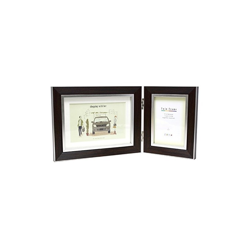 VANJOH フォトフレーム ツインフレームクラシック 「 L判×1,ポストカード×1 」 ダークブラウン TF-K53DB