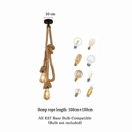 DAXGD Ceiling Pendant Light Industrial, Pendant Lamp in Corda di Canapa, Creative Chandelier 2m for Living Room Kitchen