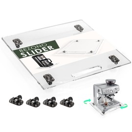 BEZONO 360° Sliding Tray for Coffee Maker & Kitchen Appliances - Silent Rubber Wheels, Clear Acrylic Organizer Tray for Under Cabinet - Space Saving Countertop Accessory, 13x14 Inch (Clear)