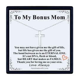 Dainty Women Necklace Cross,Stainless Steel Cross Necklace for Women with Message Card