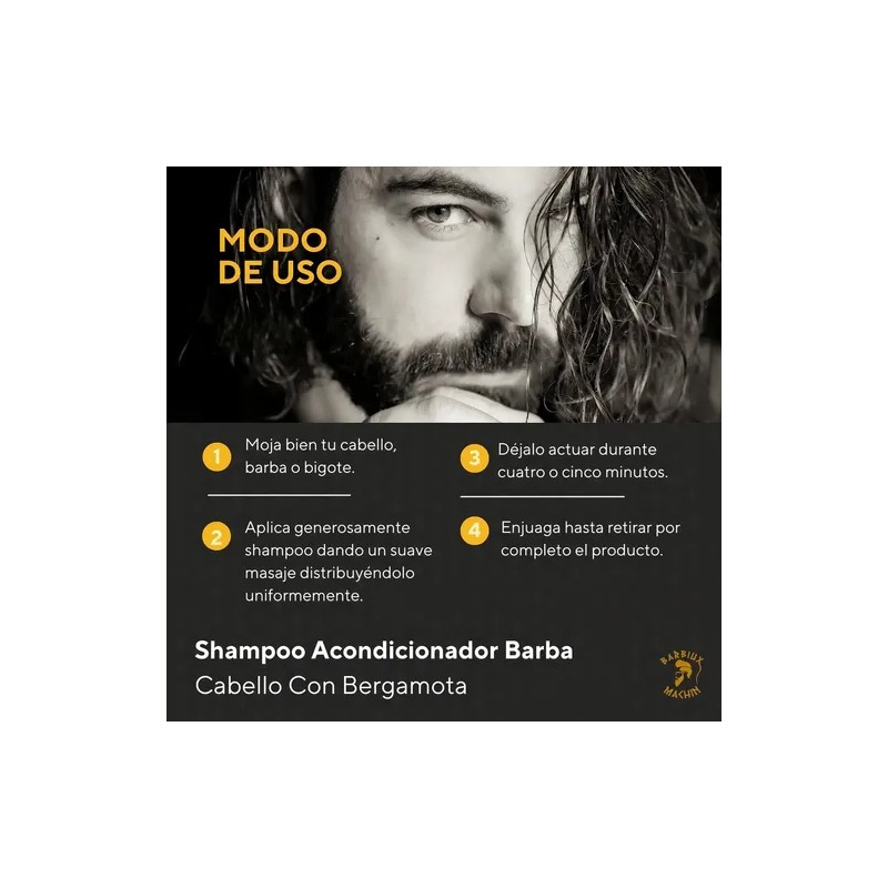 Shampoo Acondicionador Barba Cabello Con Bergamota - 600 Ml