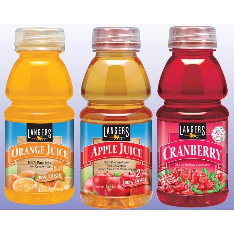 Langers Juice Variety Pack 100% Juice Cocktail, Apple, Orange &