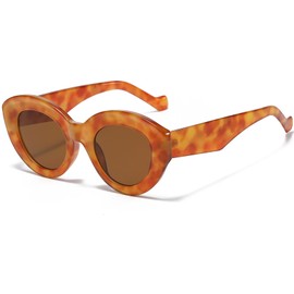 AIEYEZO - anteojos de sol de gran tamaño para mujer, diseño ovalado, con montura gruesa, estilo clásico, estilo retro, A2 Naranja Leopardo, MM