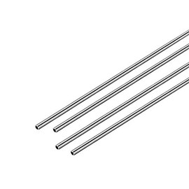 sourcing map Round Tube Straight Tube 3 mm Outer Diameter 0.2 mm Wall Thickness 250 mm Length Seamless 304 Stainless Steel Pack of 4