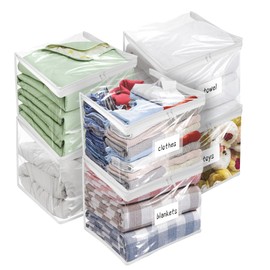 Plastic Storage Bags with Easy-Glide Zipper, Pack of 8, Durable Clear Vinyl Zippered Storage Bags for Clothes Sweaters Comforters Blankets Sheets Bedding (12 x 12 x 12 Inch)