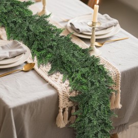 6ft Christmas Cedar Garland with Soft Thickness Pine,Thick and Lush,Artificial Green Faux Cedar Pine Garland for Christmas Winter Home Mantel Fireplace Holiday Party Décor