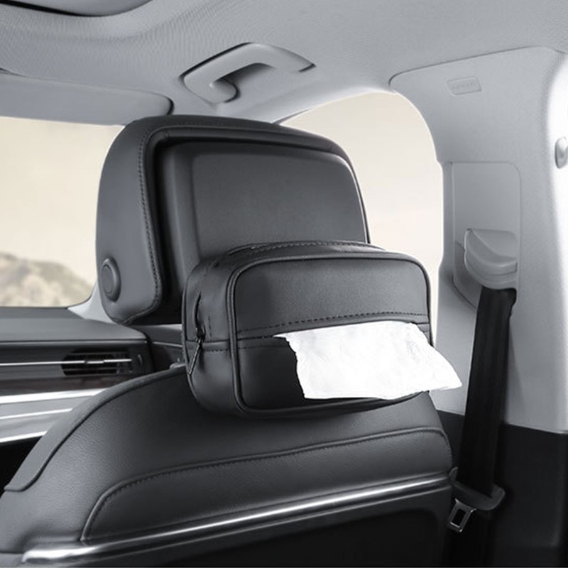 Car Tissue Box Multifunction Leather Seat Back Napkin Holder Container