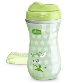 Chicco Insulated Sippy Cup 12+ Months, 9oz Glow-in-the-Dark Toddler Training Cup with Bite Resistant No-Spill Rim Spout, Double-Wall, BPA Free, Green