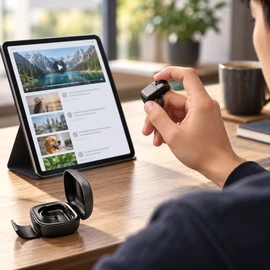 Rechargeable Ring Mouse for Remote Control – Bluetooth + 2.4GHz Dual-Mode Mini Controller for Selfies & Short Videos