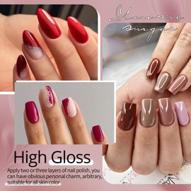 UR SUGAR Red Purple Brown Gel Nail Polish Set, 10 Colors Red Purple Brown Gel Polish Set for Women
