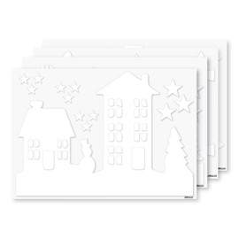 Large Pack Christmas Houses Trees Silhouettes, Window dressing Sticker, Spread the joy in Lockdown