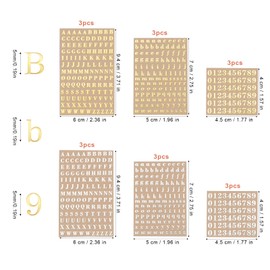 KINBOM 18 Sheets Mini Alphabet Number Stickers, 5mm Metal Alphabet Stickers Mini Letter Stickers Small Silver Gold Number Stickers for Scrapbook Journal DIY Crafts (Uppercase & Lowercase Letters)