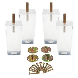 Antrader 4pcs 4 Inch Height Clear Acrylic Sofa Legs, Modern Pyramid Table Cabinet Cupboard Feet, Lucite Footstool Couch Bed End Furniture DIY Leg Sets