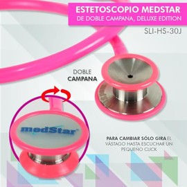 Medstar Estetoscopio Profesional de Doble Campana, »Campana de Acero Inoxidable, »Excelente conducción del sonido (Rosa)