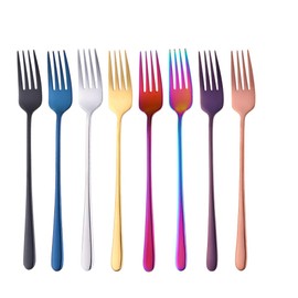 Do Buy Stainless Steel 18/10 Dinner Forks Table Forks 8 Color 21.5 CM/8.5 Inch Long Handle Forks for Buffet Steak Dessert Fruit