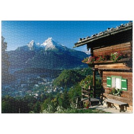 MyPuzzle Bauernhaus bei Metzenleiten gegen Watzmann, Germany - Premium 1000 Piece Puzzle - MyPuzzle Special Collection by Puzzle Galaxy