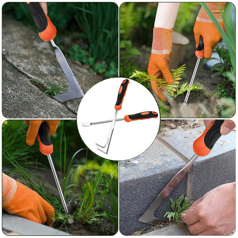 Grout Scraper Weeder 2-Piece Garden Hand Weeder with Handle, Manual