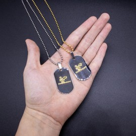 Fablinks Aquarius Zodiac Necklaces for Women and Men - Stainless Steel Gold and Silver Dog Tag Pendant with Ball Chain, Astrology Stars Constellation Necklace, Celestial Horoscope Sign Pendant Jewelry