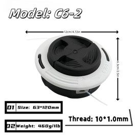 JIEOADOU C26-2 Trimmer Head 4002-710-2169 Replacement for FS55 FS56 FS70 FS80 FS90 FS94 FS100 FS110 FS120 FS130 FS240 FS250 String Trimmer Parts - Fits FS Series Weed Eater Grass Trimmer