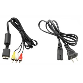 Cable Audio Video Rca Tv y Cable De Corriente Para Ps1, Ps2, Ps1 Fat, Ps2 Fat