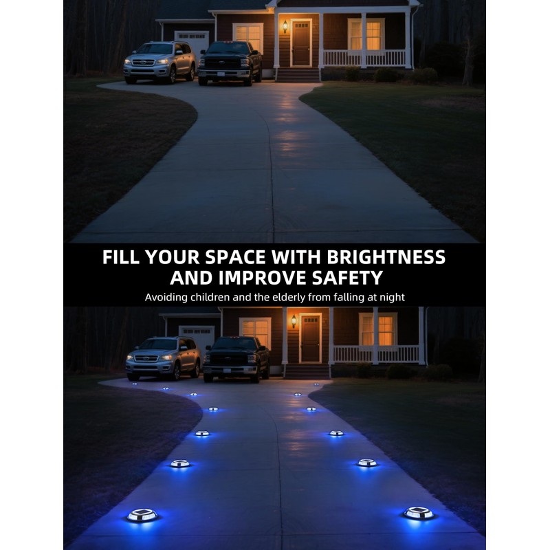 VOLISUN Solar Driveway & Deck Lights 8 Pack Waterproof Dock