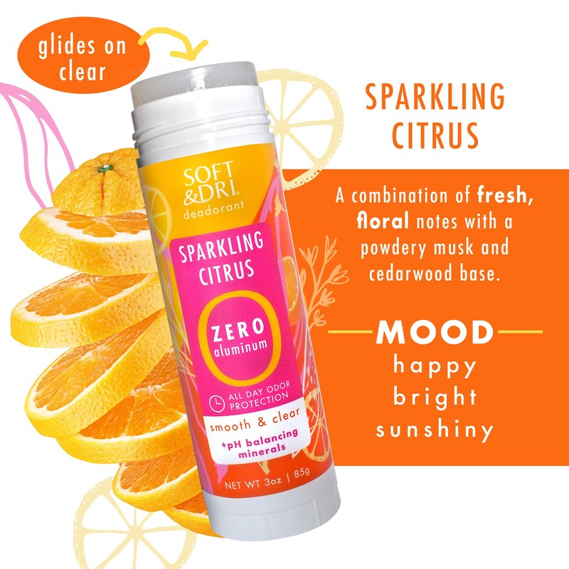 Soft & Dri Sparkling Citrus Aluminum Free Deodorant, 3 oz,