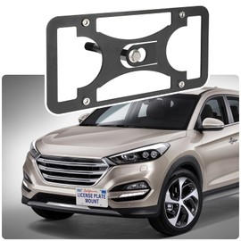 No Drill License Plate Holder Compatible with Hyundai Tucson 2010-2021 Front Tow Hook License Plate Mount Bumper Bracket Holder Car Tag Frame Adapter Accessories