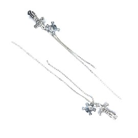 ZHOUMEIWENSP Hair Clip, 2PCS Metal Skull Hair Clips Retro Cross Hairpin with Rhinestone Tassel Punk Duckbill Clips Novelty Hair Style Making