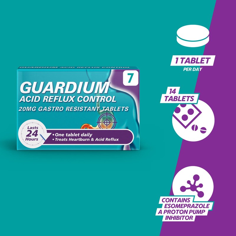 Guardium Tablets Heartburn and Acid Reflux Control, Pack of 7
