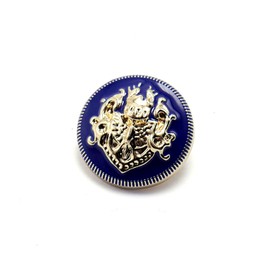 5 botones de cobre para grabado de metal dorado de moda, para accesorios de ropa hechos a mano, botones de vástago (azul dorado, 28 mm)