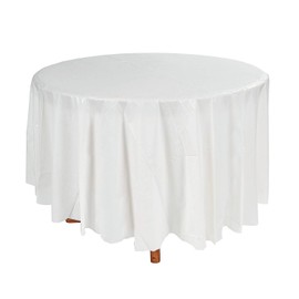 Fun Express White Plastic Round TABLECOVER (82") - Party Supplies - 1 Piece