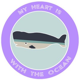 Athena Brands Whale My Heart is with The Ocean - Car Truck Window Bumper Graphic Sticker Decal - Panama Purple