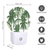 Chrobak Round LED Night Light,Green Leaves Palm Trees LED Night