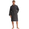 Morgenstern Men's Waffle Pique Bathrobe, Grey - xl