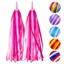 Mlurcu Bike Streamers for Girls 1 Pair, Bike Decorations Girls Bike Tassels, Kids Bike Accessories Scooter Bicycle Tricycle Handlebar Streamers Handle Bar Grips Accessories for Girls Boys (Pink)