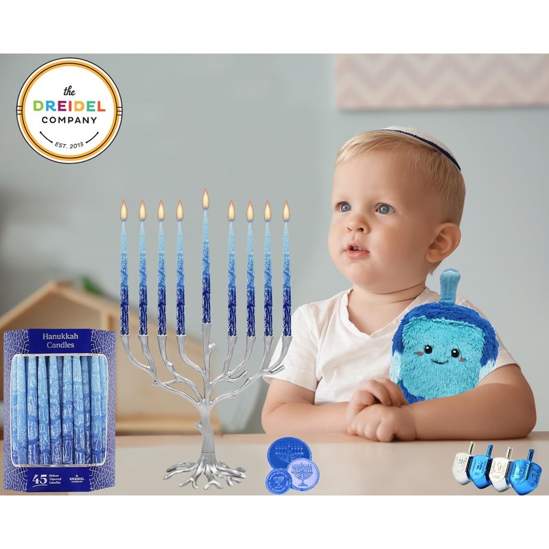 The Dreidel Company Hanukkah Candles Multi Blue Hued Frosted Deluxe