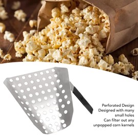 Popcorn Speed Scoop - 304 Stainless Steel Food Grade Filter Spoon with Holes, Removes Unpopped Kernels, Ergonomic Single Handle French Fry Scoop for Kitchen, Popcorn Machine