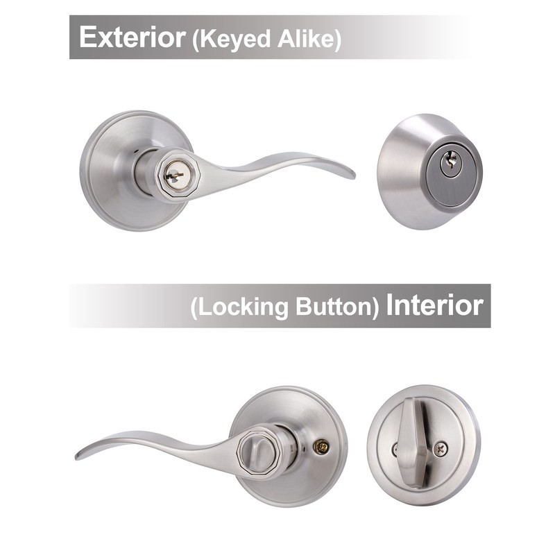 Keyed Alike Front Door Lever Lockset with Single Cylinder Deadbolt