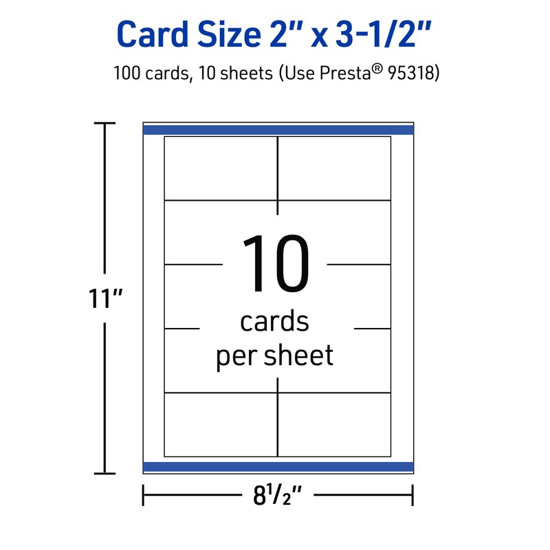 Avery Printable Rectangle Business Cards, Sure Feed Technology, 2" x