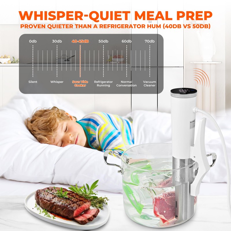 SUSTEAS Sous Vide,1200W Sous Vide Cooker with 15 Vacuum Bags