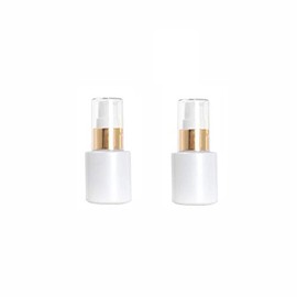 2Pcs 30ML/1 oz Empty Refillable Glass Lotion Bottles Pump Press Bottle White Upscale Travel Cosmetic Container Dispenser for Foundation Essential Oils Cream