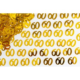 SHATCHI 14g Gold 60th Birthday Confetti Foil Metallic Glitz Table Scatter Sprinkles Age Bday Party Decorations,12mm
