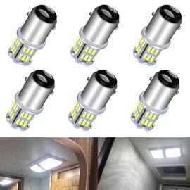UNXMRFF 6-Pack 1142 BA15D LED Bulb for RV Light Bulbs 1130 1176 1075 1076 LED Bulbs #90 Yard Landscape Bulbs Replacement for 12 Volt Boat Trunk Trailer Camper Interior Lights Bulb White