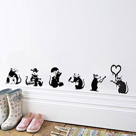 V & C Designs™ Banksy Rat Collection Wall Sticker for Salon, Living Room, Dining Room, Kitchen, Bedroom, Vinyl Wall Sticker