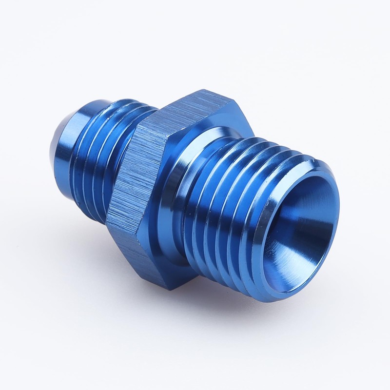 Blue Anodized Straight Aluminum Male Flare -6 AN to M16x1.5