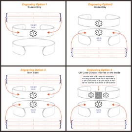 Medical Alert ID Bracelet Cuff 14mm Wide, 316L Stainless Steel - Customize and Personalize 8 Lines with Your Conditions