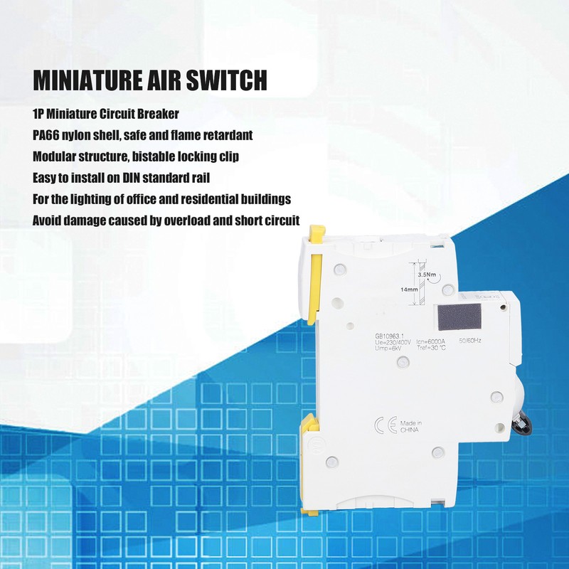 1P Miniature Circuit Breaker Low Voltage DIN Rail Mount Protection