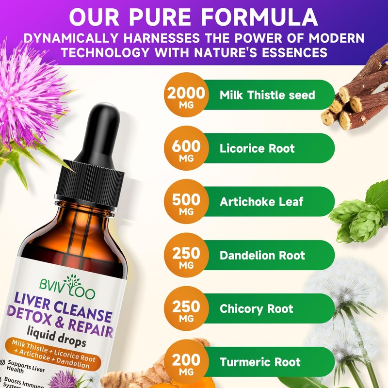Liver Cleanse Detox & Repair Liquid Drops - 2000mg Milk